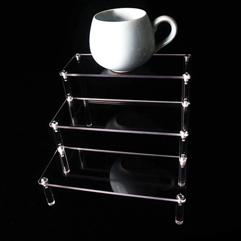 Expositor acrílico escalonado (1 a 5 niveles) — Estante transparente para exhibir muñecas, figuras de arcilla, postres y perfumes — Vitrina organizadora W-10 - Imagen 4