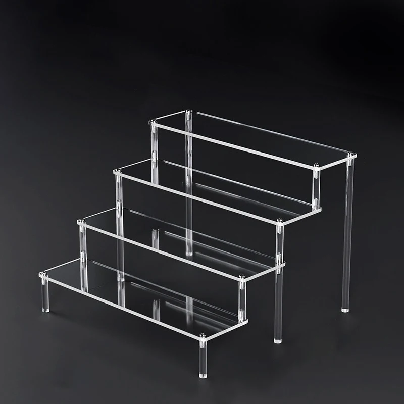 Expositor acrílico escalonado (1 a 5 niveles) — Estante transparente para exhibir muñecas, figuras de arcilla, postres y perfumes — Vitrina organizadora W-10 - Imagen 2