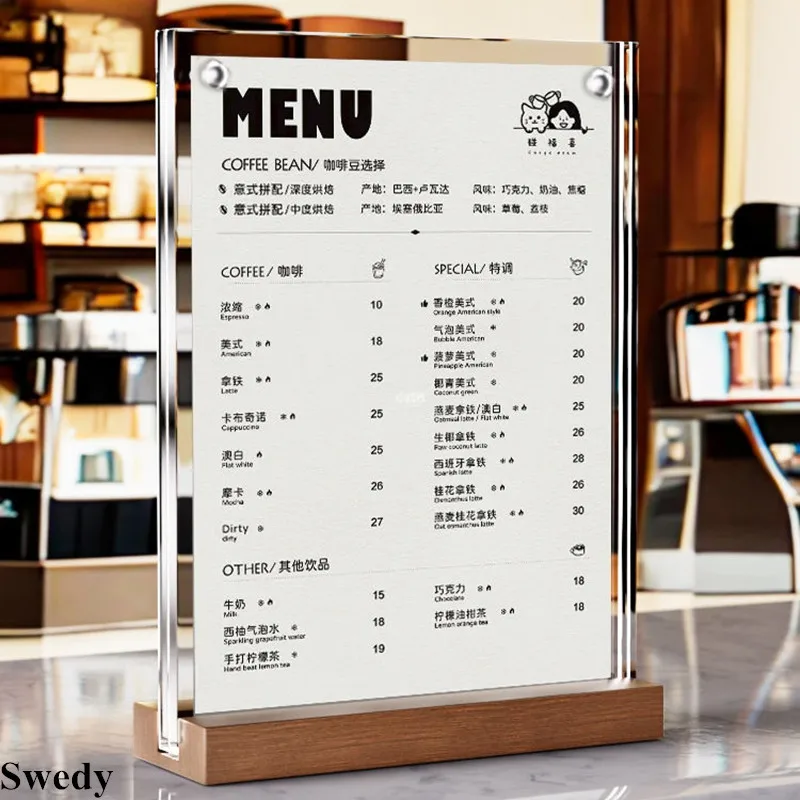 Marco de madera para pósteres y menús (A6, 100x150 mm) — Soporte magnético de plástico para banners y expositor de acrílico para letreros - Imagen 3