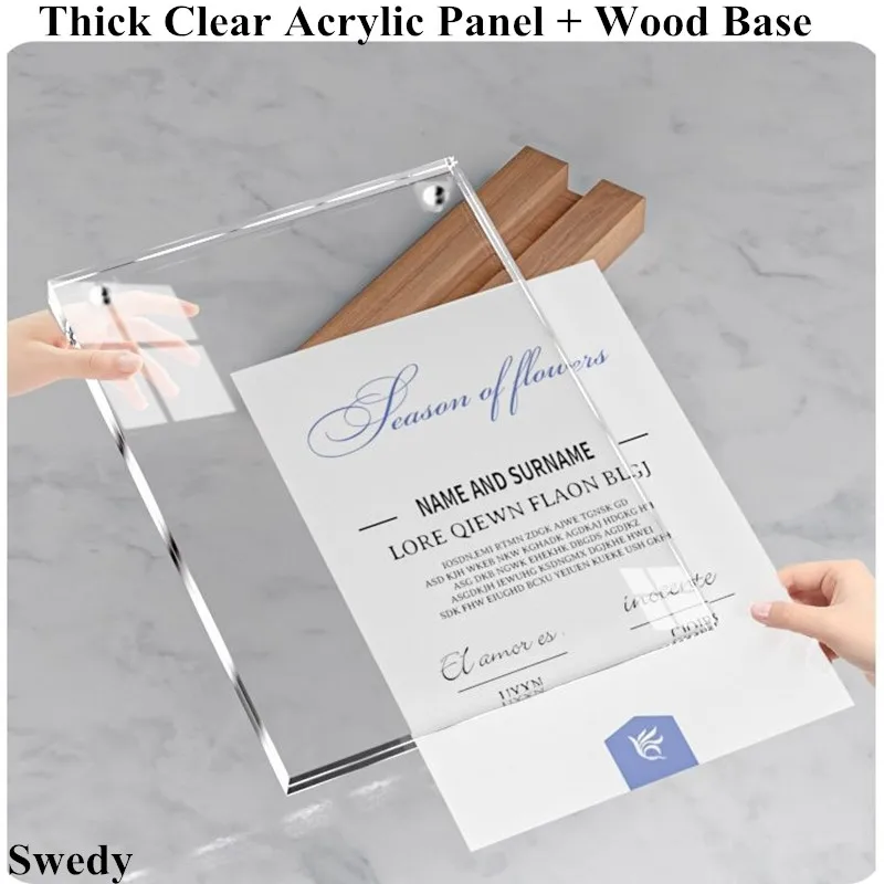 Marco de madera para pósteres y menús (A6, 100x150 mm) — Soporte magnético de plástico para banners y expositor de acrílico para letreros - Imagen 6